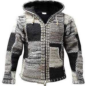 Mannen vest, wollen gebreide patch funky fleece gevoerd hippie winter warme jassen (Color : Multi-colored, Size : S)