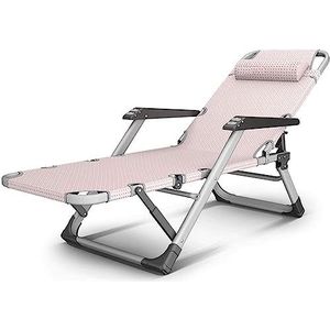 GEIRONV Zero Gravity fauteuil, kantoor lunchpauze dutje zomer thuis strand draagbare balkon vrije tijd stoel opklapbare lounge stoel Fauteuils (Color : Pink, Size : 178x67x25cm)