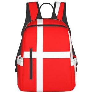 EdWal Sea Shell Zeester Print Lichtgewicht Mode Casual Rugzak College Bag, Voor Outdoor Reizen Zakelijk Werk, Denemarken Deense vlag, Eén maat