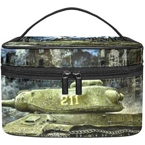 Reizen Make-up Cosmetische Case Opbergtas Schilderen Art Tanks Cosmetische Tas Draagbare Voor Meisjes Vrouwen, Meerkleurig, 22.5x15x13.8cm/8.9x5.9x5.4in