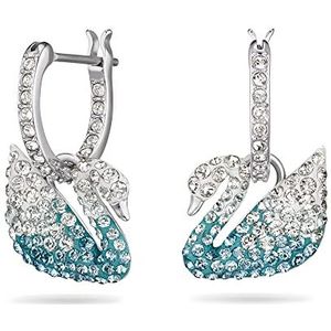 Swarovski - Iconic Swan Oorbellen - Veelkleurig - Gerhodineerd - Zwaanlogo - Blauwe Kristallen