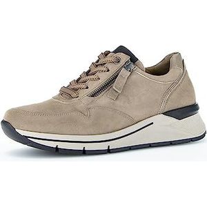 Gabor Low-Top sneakers voor dames, lage schoenen, comfortabel, extra breed (H), Beige Sabbia Farro Zwart, 39 EU Breed