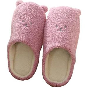 MdybF Slippers Winter Cute Bear Slippers Home Cotton Slippers Couple Warm Slippers-Purple-36-37