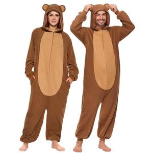Spooktacular Creations Spectaculaire creaties, bruine beer Halloween pyjama met capuchon voor volwassenen