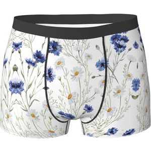DEXNEL Heren ondergoed boxerslips zacht ademend ondergoed 1pack, bloemen en korenbloemen madeliefjes, Zwart, XL
