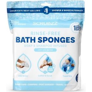 Scrubzz Wegwerp Bed Baddoekjes Pakket van 25 voor Ouderen Reizen Wegwerp Camping Douche Shampoo Zonder Spoelen (1 Pack)