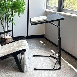 HUOLE Opklapbare bijzettafel, draagbaar, klaptafel voor laptop, in hoogte verstelbare tafel voor slaapkamer, woonkamer, bed, inklapbaar, in hoogte verstelbaar (43 x 43 x 69 cm (zwart)