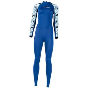 F Fityle Dames wetsuit-badpak volledig lichaam, ritssluiting aan de achterkant badmode met lange mouwen nat pak duikpak voor zwemmen duiken snorkelen, Blauw, XS