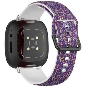 Sportbandje compatibel met Fitbit Sense / Sense 2 / Versa 4 / Versa 3 (vintage bloemen), siliconen armband, accessoire