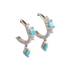 Meisjes mooie kleine hoepel oorbellen blauwe CZ steen glanzende Crystal Stud kleine Huggie Trendy hoepels charmante Earring Piercing accessoire