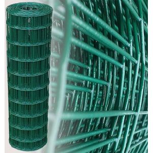 Garmix Tuingaas 25m Verzinkt met Groene PVC Coating Gaas Afrastering 7,5x10cm 100cm 2,1mm