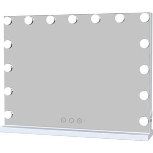 isallure Make up spiegel - Hollywood spiegel - Make up spiegel met verlichting - Make-upspiegel - Hollywood make up spiegel – 58x46 cm - Dimbaar / 3 Lichtstanden – wit