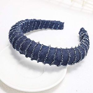 Dames hoofdbanden damesketting denim stof haarband haar ornament verdikte spons wrap hoofdband hoofddeksel haaraccessoires (kleur: donkerblauw 1, maat: één maat)