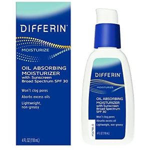 Differin Oil Absorbing Moisturizer with Sunscreen- Broad Spectrum UVA/UVB SPF 30, 1 pack, 4oz