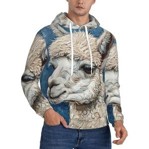 ERSDWRE Alpaca lama print gezellige sweatshirts volwassen mannen fleece hoodies trui lange mouw sweatshirt met zakken, Zwart, XS