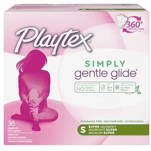 Playtex Simply Gentle Glide Ongeparfumeerde tampons, Super Absorbency, 36 Count (Pack van 1) (verpakking kan variëren)