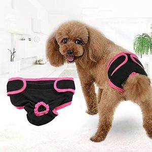 Herbruikbare hond fysiologische broek vrouwelijke hond ondergoed huisdier sanitaire luier sanitaire shorts slipje voor vrouwelijke en mannelijke hond(L-Zwart)