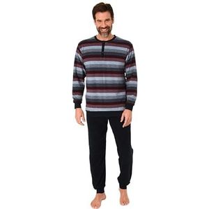 Normann Badstof pyjama voor heren met manchetten in blokstrepen-look, ook in grote maten, rood 1, 52