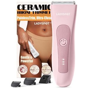 Elektrisch scheerapparaat voor dames, intiem scheerapparaat voor vrouwen, intieme zone met 3 beschermingsvoorzieningen en verwisselbare keramische meskoppen, trimmer voor dames, intieme zone