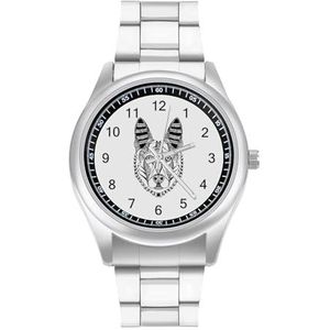 Duitse Herder Hond Hoofd Klassieke Heren Horloges Voor Vrouwen Casual Mode Zakelijke Jurk Horloge Geschenken