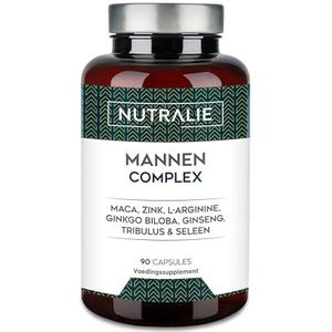 VITAMINEN TESTO MANNEN - Kracht 4:1 Maca 500mg - Ginseng + Ginkgo Biloba + Tribulus Terrestris, L-Arginine - Men Complex 90 Capsules Nutralie