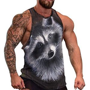 Baby wasbeer heren tanktop grafische mouwloze bodybuilding T-shirts casual strand T-shirt grappige gym spier