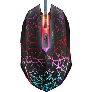 VGUARD Gaming Mouse, Bedrade USB Optische RGB Ergonomische Gaming Muis voor PC, Computer, Laptop, 6 Programmeerbare Knoppen, 4 Instelbare Gevoeligheid, 7 Kleuren LED-achtergrondverlichting - Zwart