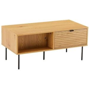 Happy Garden - STINNA spaanplaat salontafel, zwart stalen poten, 2 deuren, 2 planken