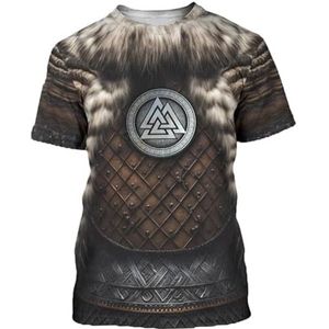 Middeleeuws Retro Viking Armor T-shirt – Noordse 3D Full-body Bedrukte Punk Straat Rollenspel Korte Mouwen – Zomer Verfrissend en Ademend Grote Maat Pagan Voor Top (Color : Viking E, Size : XXL)