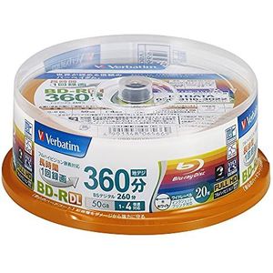 Verbatim Blu-ray Disc 20 Spindle – 50 GB 4 x BD-R DL voor video – Wide Printable
