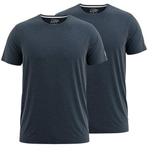FORSBERG T-shirt dubbelpak voor een gunstige prijs effen ronde hals hoogwaardig robuust comfortabel goede snit, Donkerblauw, XL