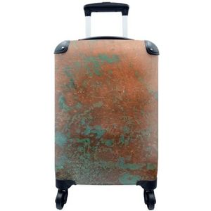 MuchoWow® Koffer - Metaal - Roest - Turquoise - Past binnen 55x40x20 cm en 55x35x25 cm - Handbagage - Trolley - Fotokoffer - Cabin Size - Print