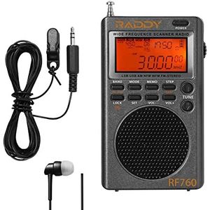 Raddy RF760 - Breedband Korte Golfradio - Oplaadbare Digitale Radio - FM/AM/SW/CB/VHF(UHF)/WX