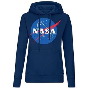 Blondie & Brownie Fun dames hoodie pullover NASA logo spreuk print, Donkerblauw, M