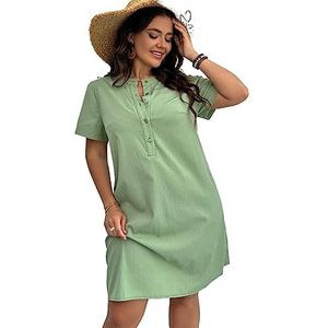 voor vrouwen jurk Plus tuniekjurk met halve knopen (Color : Mint Green, Size : XL)