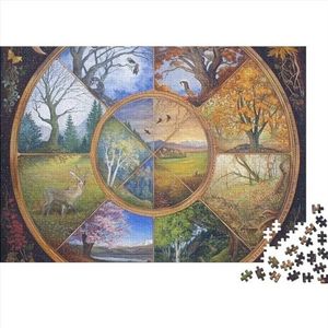 The Four Seasons Houten puzzel voor volwassenen in unieke vorm puzzel seizoenen cadeau familie puzzel geschenken spel kleurrijke dilegie puzzel plezier 1000 stuks (75 x 50 cm)