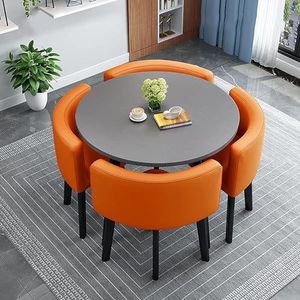 XIANGLV Eettafelset voor 4 vergaderzalen tafel ronde tafel en stoelen eetkamer tafel set voor 4 kleine ronde eettafel ronde keukentafel cirkel keukentafel (A31,80x80x75cm)