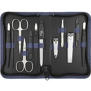 Solingen manicureset 12-delig - nagelset voor mannen en vrouwen met alles wat je nodig hebt voor manicure en pedicure, in hoogwaardig kunstlederen etui