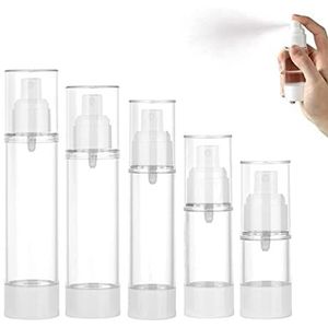 3/5Pcs Zone Flex Travel Bottles,Zone Flex Vacuum Cosmetic Travel Bottles, Refillable Cosmetics Travel Container, Clear Travel Bottles for Toiletries, Pump Bottle Dispenser (5 Pcs,Spray Bottle)