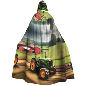 FRGMNT Tractor boerderij patroon print unisex volledige lengte capuchon mantel feestmantel perfect voor carnaval carnaval cosplay