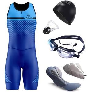 Heren MTB Triatlon Tri Suit Gewatteerd Mouwloos Pak Sneldrogend Fietsen Skinsuit, Competitie Professioneel Gewatteerd, Triatlon Wetsuit, Heren Elite Trisuit Fietsen Skinsuit (TYP-3,4XL)