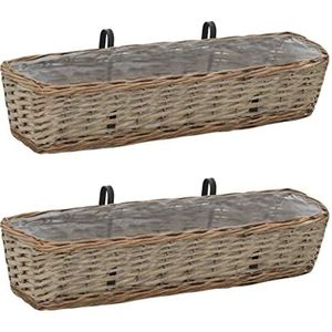 vidaXL Balkonbakken 2 st 80 cm wicker met PE-voering