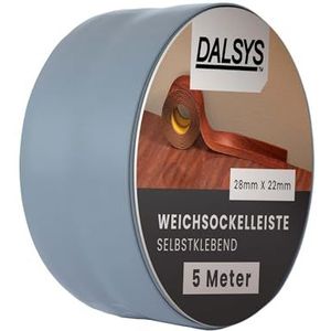 Dalsys Zachte plint zelfklevend Plakstrip, eindstrip voor voegen in woonruimtes, keukens, badkamers, van PVC-kunststof 5m donker grijs