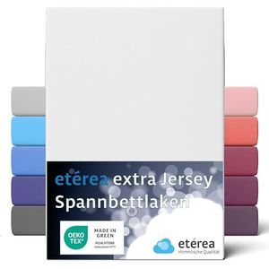 etérea Extra Jersey Hoeslaken 240x220cm Oekotex Made in Green - 100% gekamd katoen, jersey hoeslaken tot 35 cm hoog - laken 240x220 cm Wit