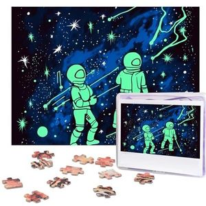 Glow in the Dark Puzzels, 500 stuks, gepersonaliseerde legpuzzels voor volwassenen, gepersonaliseerde afbeelding met opbergtas, puzzel, houten fotopuzzel voor familie, woondecoratie (51,8 cm x 38 cm)