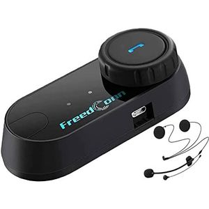 FreedConn Tcom VB Motorhelm, Bluetooth 5.0, headset, intercom, 2-weg rijder, 800 m, universeel motorcommunicatiesysteem met muziekdelen, IP65 waterdicht (met zachte + harde microfoon) voor alle helmen