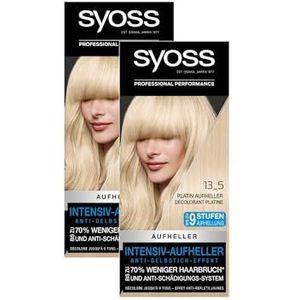 Syoss Color Coloration 13_5 Platina Whitender, niveau 3 (2 x 157 ml), haarkleur voor maximaal 9 niveaus lichter maken, met anti-vergelingseffect en tot 70% minder haarbreuk