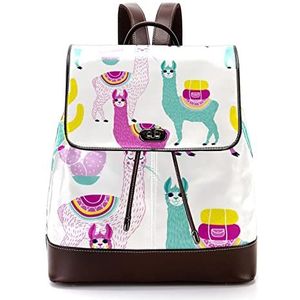 Gepersonaliseerde casual dagrugzak tas voor tiener alpaca witte lama schooltassen boekentassen, Meerkleurig, 27x12.3x32cm, Rugzak Rugzakken