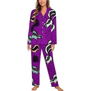 Skunk Fox pyjama met lange mouwen voor vrouwen, klassieke nachtkleding, nachtkleding, zachte pyjama's, loungesets