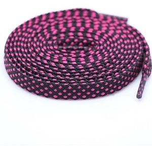 MORENTSU 2 paar schoenveter mode polyester sneaker schoen kant kleuren geruite dubbellaags holle platte schoenveters 100/120/140 cm PD1, Zwarte Roos Rood, 140